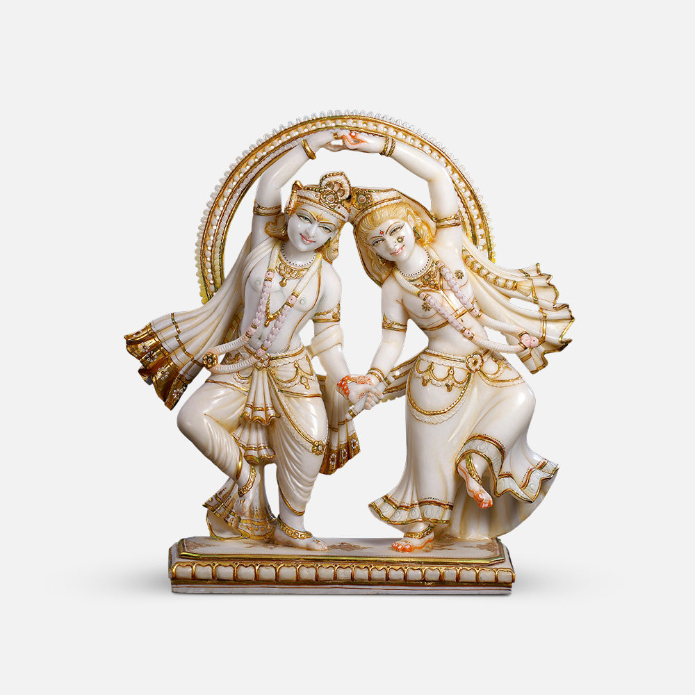 Radha Krishna Ras Marble Statue
