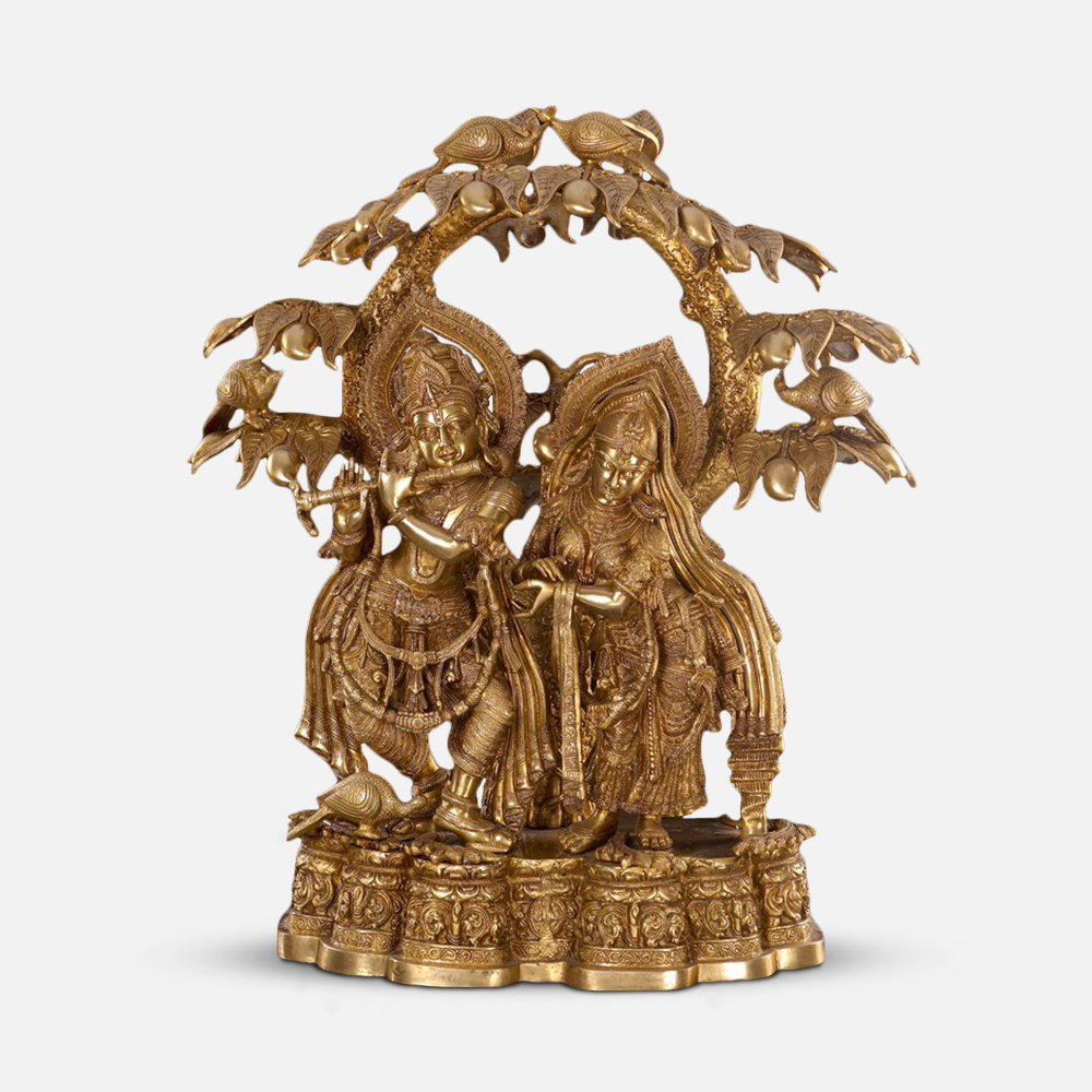 Kalpavriksha Radha Krishna Brass Statue