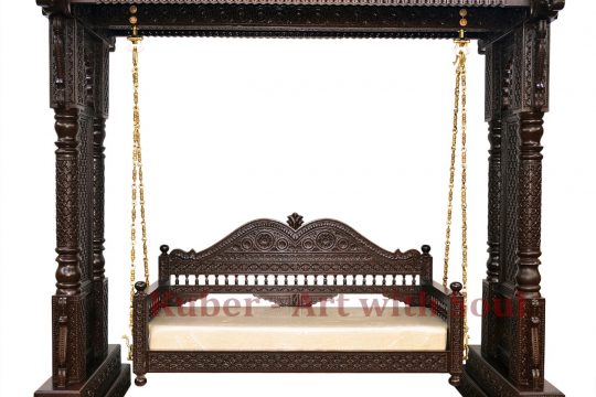 Indian Swing, Traditional Carved Wooden Jhula, Jhoola for Garden